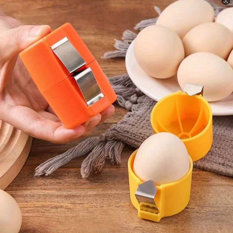 Egg Opener Easy-Clean Egg Shell Separator - Quick Peel & Yolk Divider for Kitchen, Baking Essentials, Durable Plastic Design with Secure Lid Closure