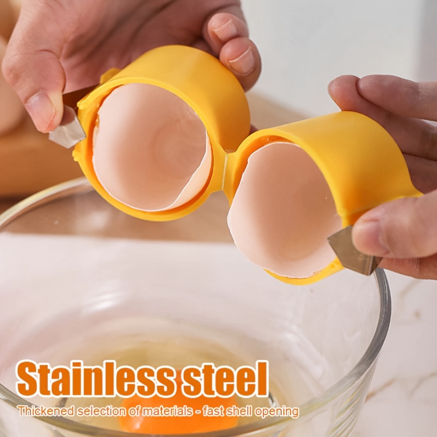 Egg Opener Easy-Clean Egg Shell Separator - Quick Peel & Yolk Divider for Kitchen, Baking Essentials, Durable Plastic Design with Secure Lid Closure