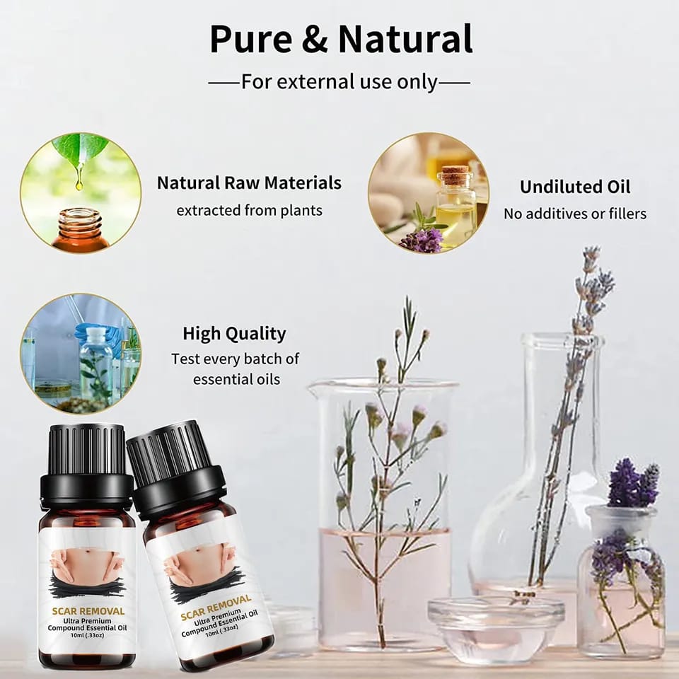 10ml Scar Removal Essential Oil Ultra Premium Compound Essential Oils for Massage Face Body Skin Care Scars Repair Acne Burn