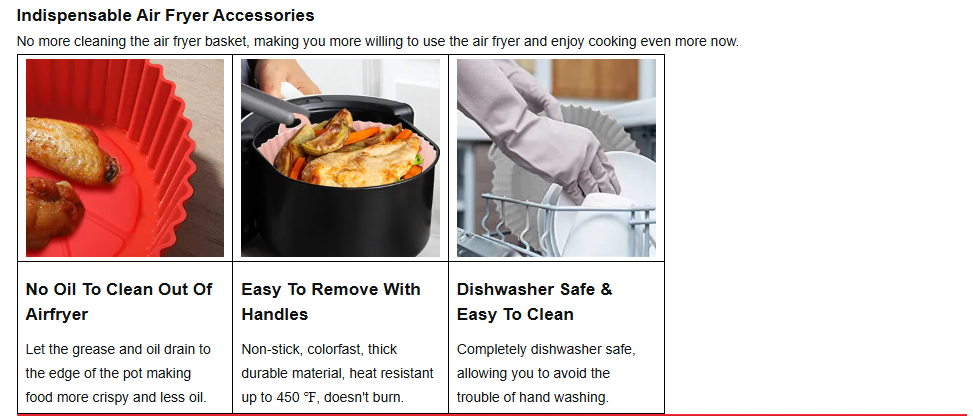 Air Fryer Tray Silicone Liners Square/Round Air Fryer Liners Reusable Airfryer Liners Silicone Pot Oven Liner Baking Tray, Air Fryer Basket Silicone Mat Bowl Air Fryer Accessories Kitchen Silicone Basket Bowl, Silicone Baking Tray Pots Oven Accessories