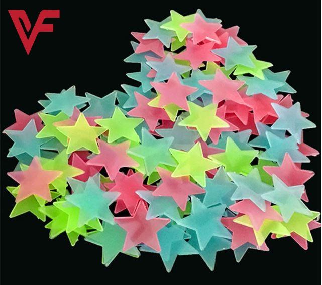 Pack of 100 - Night Glowing Fluorescent Stars Wall Sticker