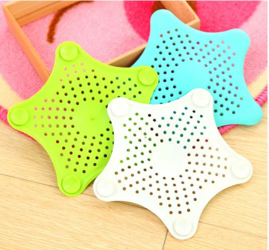 Sink Strainer Drain Bathroom Hair Catcher Bath Stopper Plug Sink Strainer Filter Shower Sink Strainer Bathtub Hair Catcher Silicone Rubber Five-pointed Star Sink Filter Sea Star Drain Cover