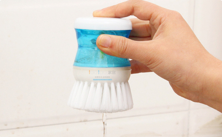 Pot Dish Plastic Brush With Liquid Soap Detergent Storage Kitchen Gadgets Wash Tool