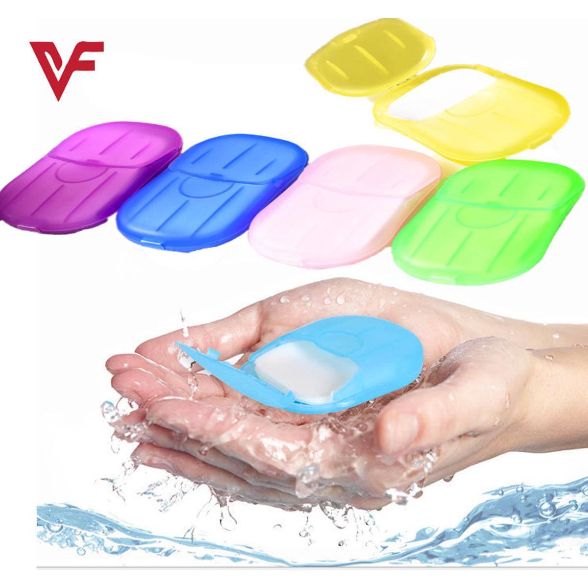 Travel Soap Outdoor Portable Paper Sheets - 20 PCS Mini Portable Travel Soap Paper Sheets Disposable Hand Washing Bath Scented Paper Soap for Outdoor Camping Hiking