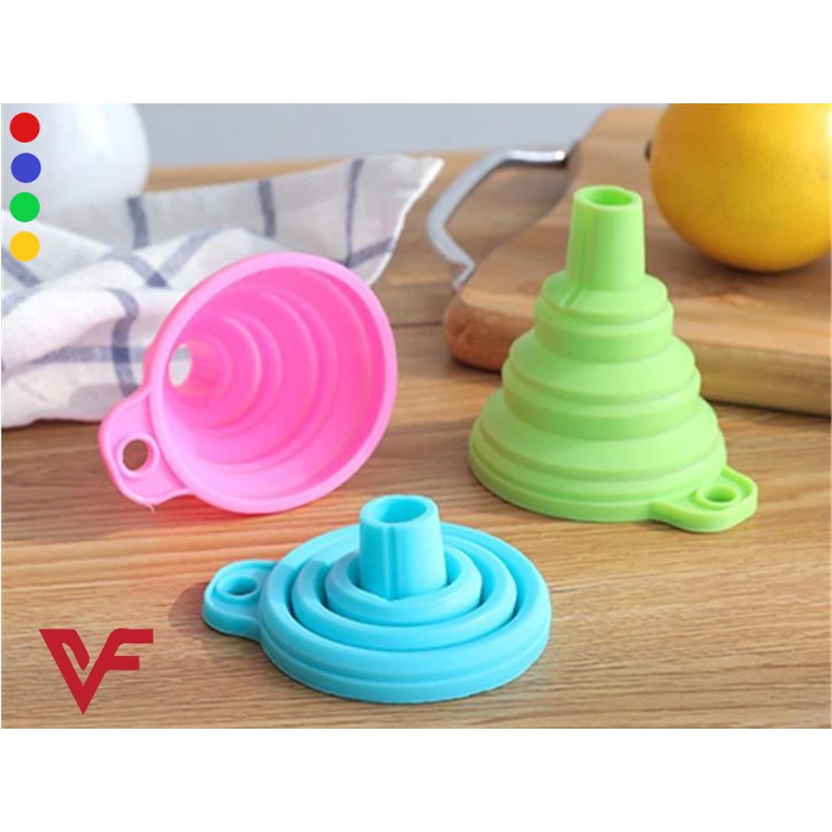 Folding And Space Saving Easy To Store Silicone Funnel For Kitchen Silicone Collapsible Funnel