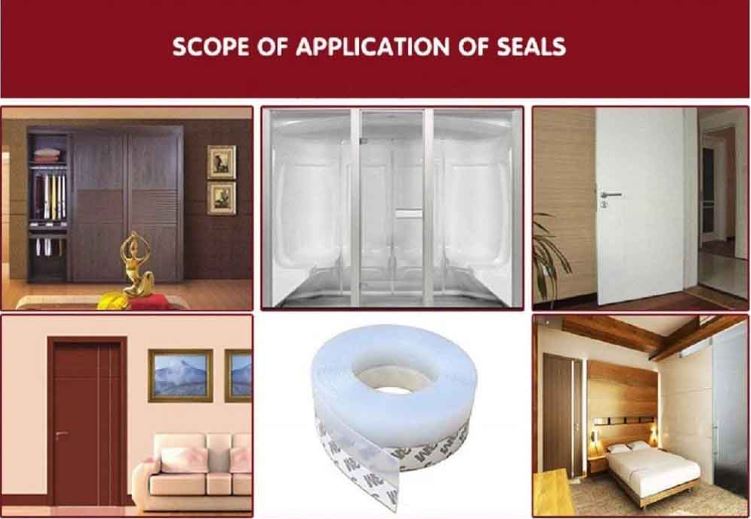Silicone Seal Strip Door Strip 1Mtr Bottom House and Glass Shower Door Seal Strip for Side of Door Sticker Adhesive for Doors and Windows Gaps of Anti-Collision Silicone Soundproofing Door Bottom Sealing Silicone Draft Stopper Adhesive Threshold rubber