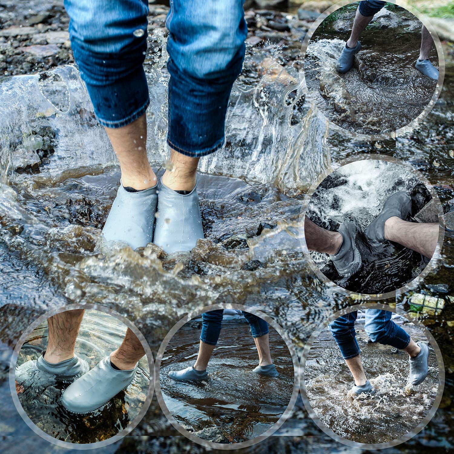 Thicken Waterproof Silicone Gel Shoe Cover Rain Cusodie For  Shoes Reusable Rubber Gum Rain Boot Shoes Cover Anti-Slip Shoe Covers For Protection Boots