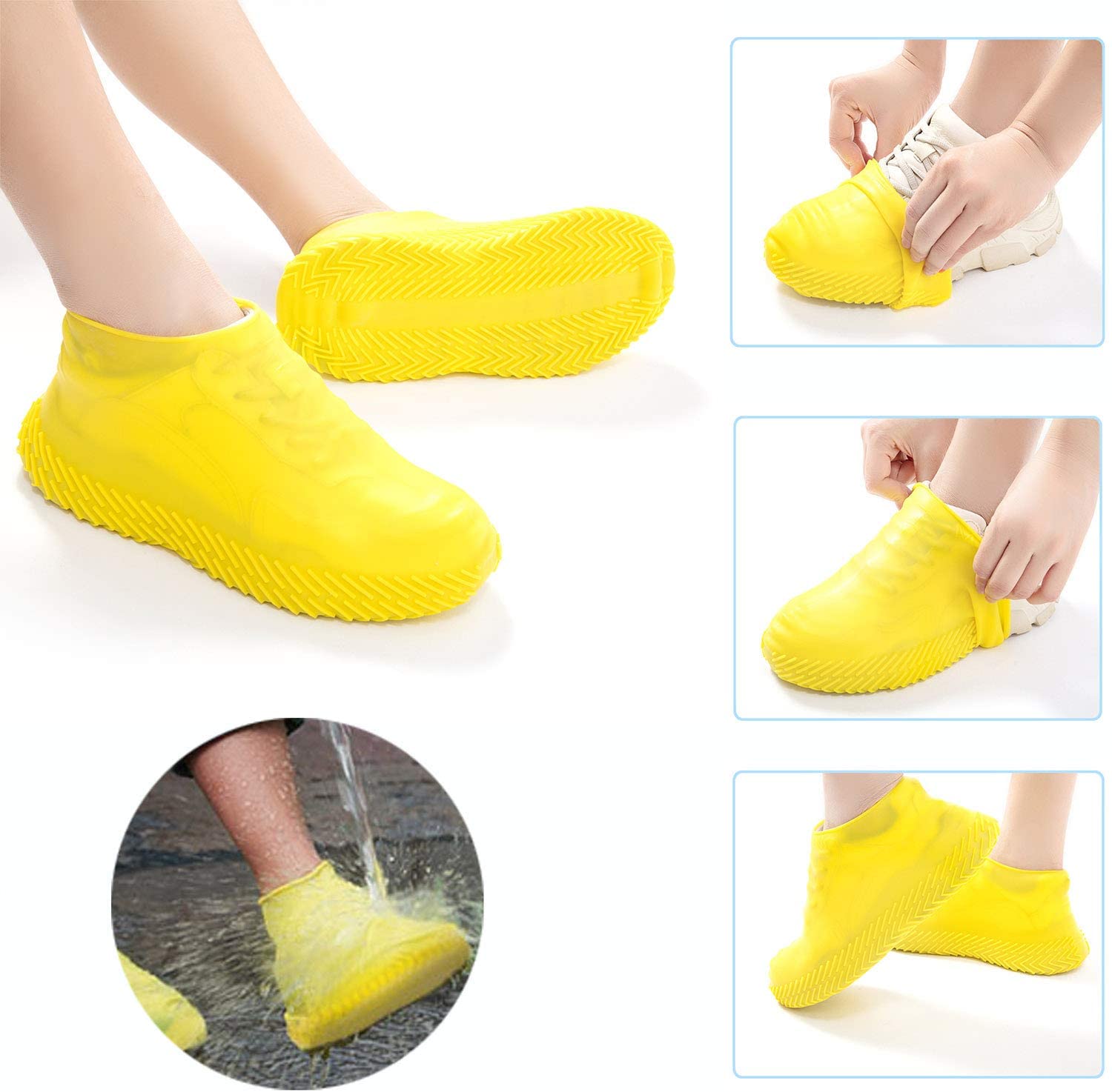 Thicken Waterproof Silicone Gel Shoe Cover Rain Cusodie For  Shoes Reusable Rubber Gum Rain Boot Shoes Cover Anti-Slip Shoe Covers For Protection Boots