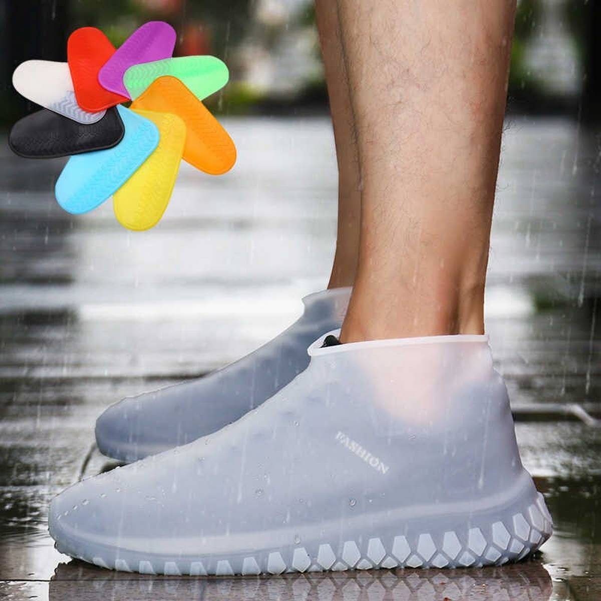 Thicken Waterproof Silicone Gel Shoe Cover Rain Cusodie For  Shoes Reusable Rubber Gum Rain Boot Shoes Cover Anti-Slip Shoe Covers For Protection Boots