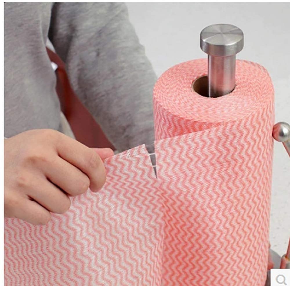 PACK of 2 Kitchen Disposable Cleaning Towels Kitchen Tissue Roll, Light Thin Nonwoven Cloth Reusable Dish Cloth Napkin Rag, Cleaning Wipe for Home Bathroom Office Bedroom Clean Up Hand Drying, 50 Sheets/Roll, Random Color