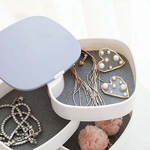 360° Rotating Jewelry Storage Box 4 Layers Portable Travel Jewellery Holder Jewellery Accessory Organizer Necklaces Bracelets Rings Earrings Holder with Mirror For Girl Women