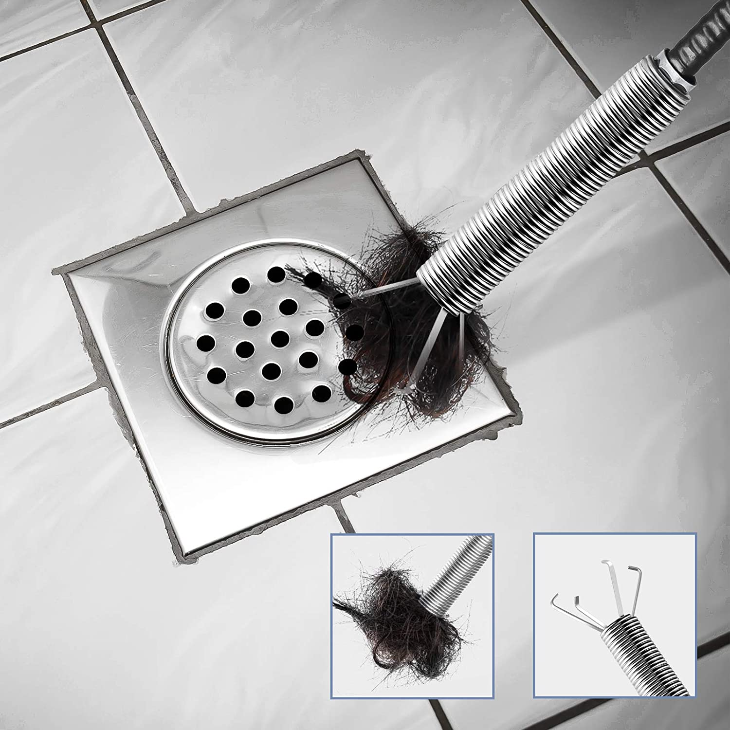 90 Cm Flexible Claws Pickup Tool Flexible Grabber Pickup Tool Long Retractable Claws Retriever Stick, Snake & Cable Aid Use to Grab Trash & a Drain Auger to Unclog Hair from Drains Sink Toilet etc