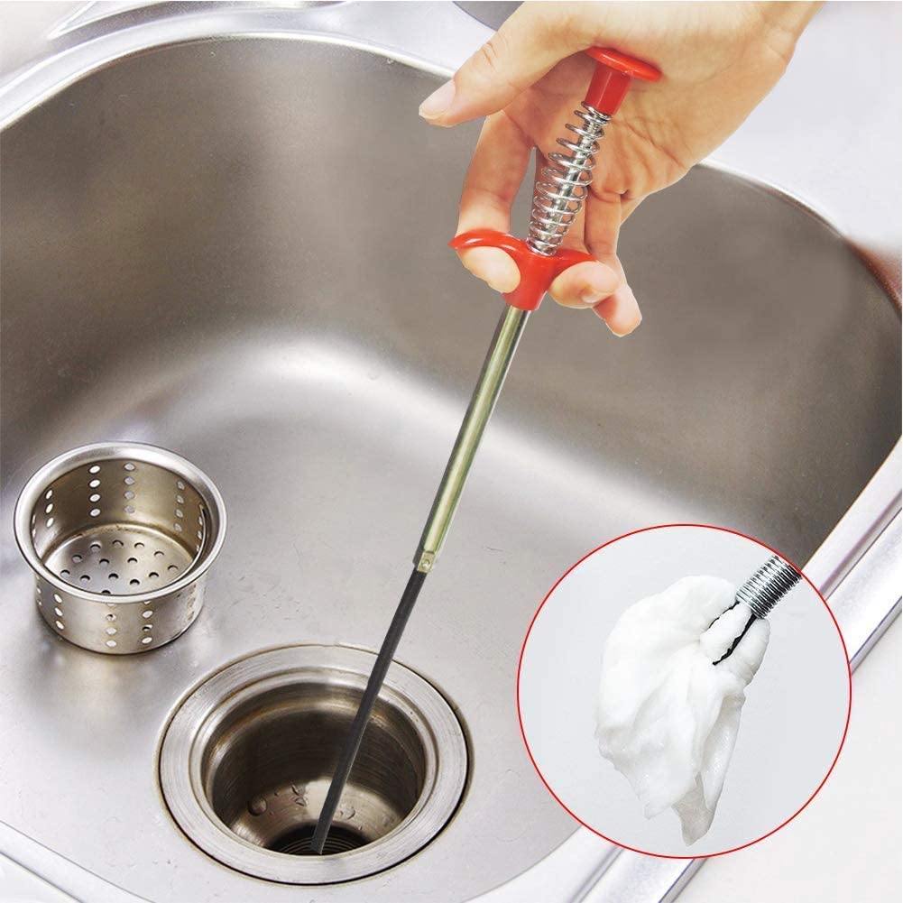 90 Cm Flexible Claws Pickup Tool Flexible Grabber Pickup Tool Long Retractable Claws Retriever Stick, Snake & Cable Aid Use to Grab Trash & a Drain Auger to Unclog Hair from Drains Sink Toilet etc