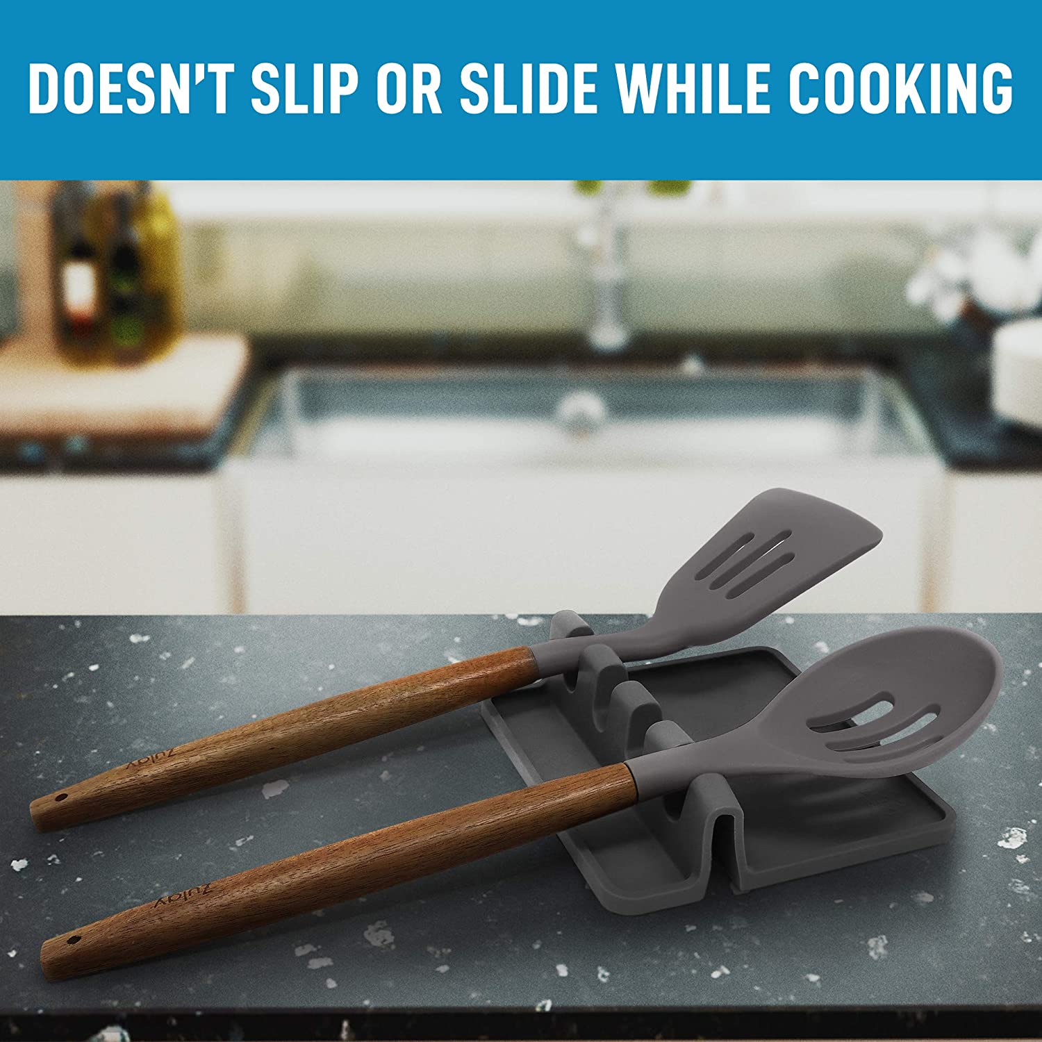 Kitchen Spoon Holders Fork Spatula Rack Shelf Tong Hooks Organizer Plastic Spoon Rest Mat With Drip Pad Chopsticks Holder Non Slip Spoons Pad Kitchen Utensil Silicone Utensil Heat Resistant Kitchen Gadgets And Cooking Tools