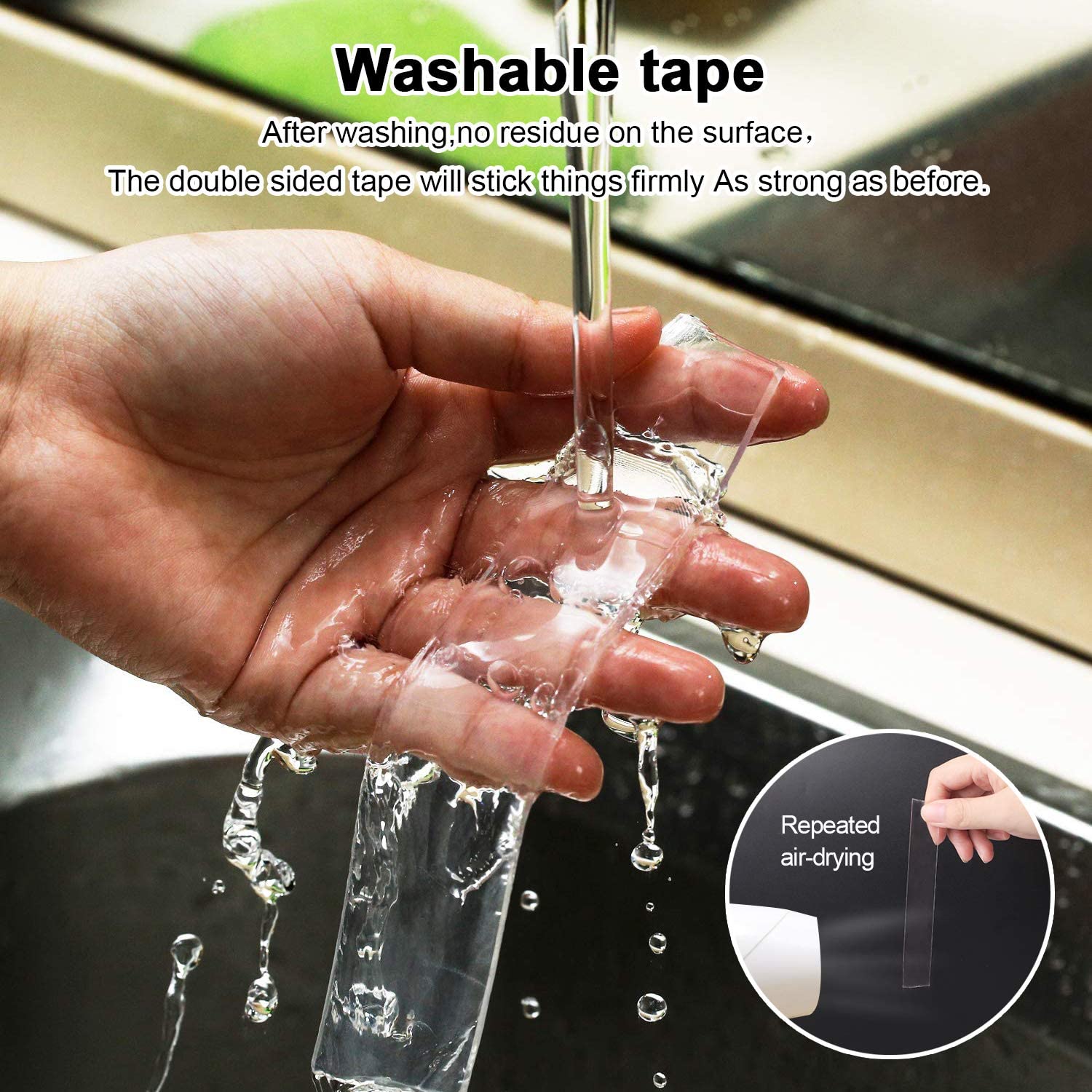 Double Sided Tape for Walls Heavy Duty Removable Mounting Tape Strong Adhesive Washable and Reusable Tape Wall Tape for Picture Photo Carpet Decoration Poster Tape Roll