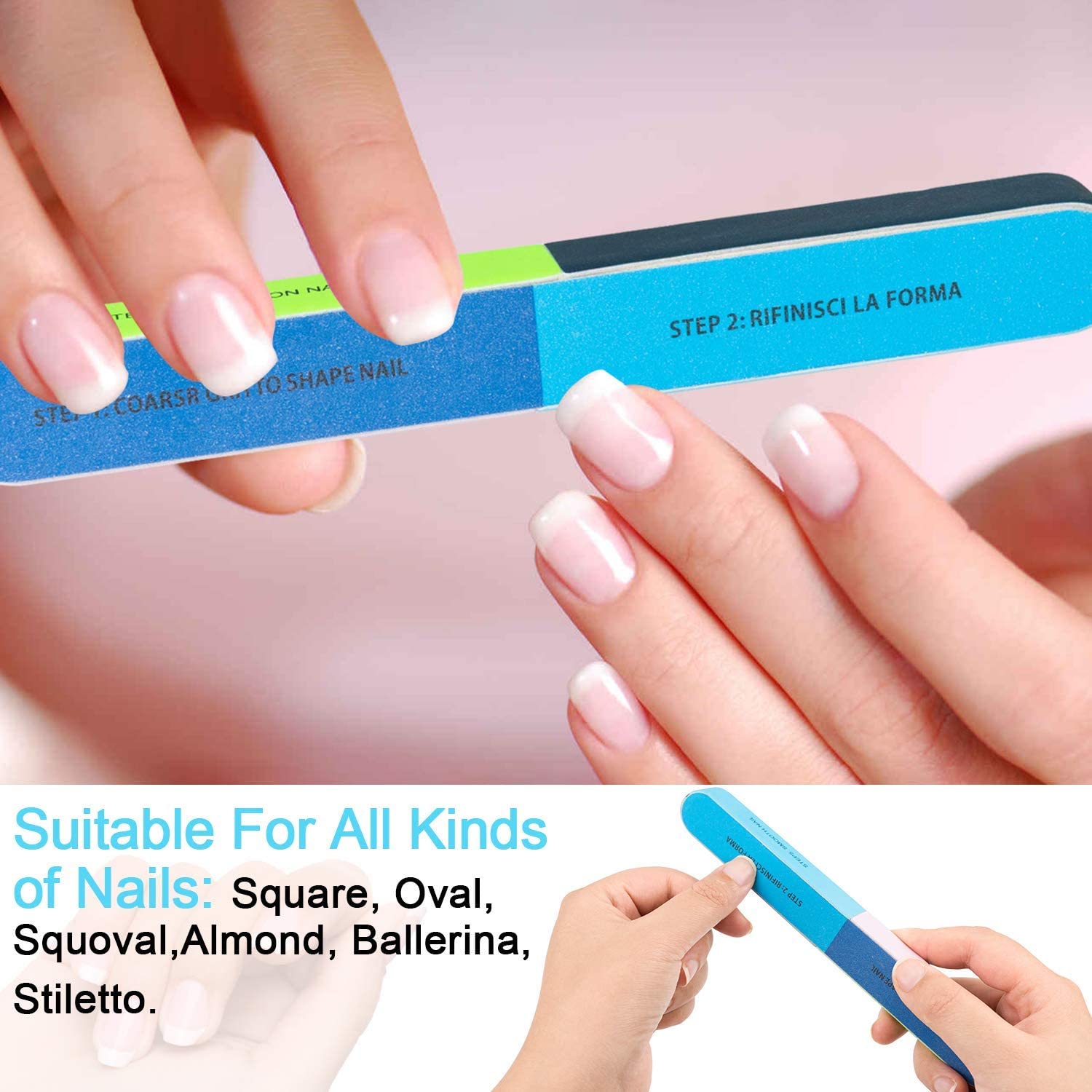 PACK OF 2 Nail Filer Buffer Six Side Pedicure Manicure Nail Art Sanding File Tips Polish Nail Buffer Block Shiner Polisher Manicure Nail Buffering Files For Home And Professional Manicure And Pedicure Tools