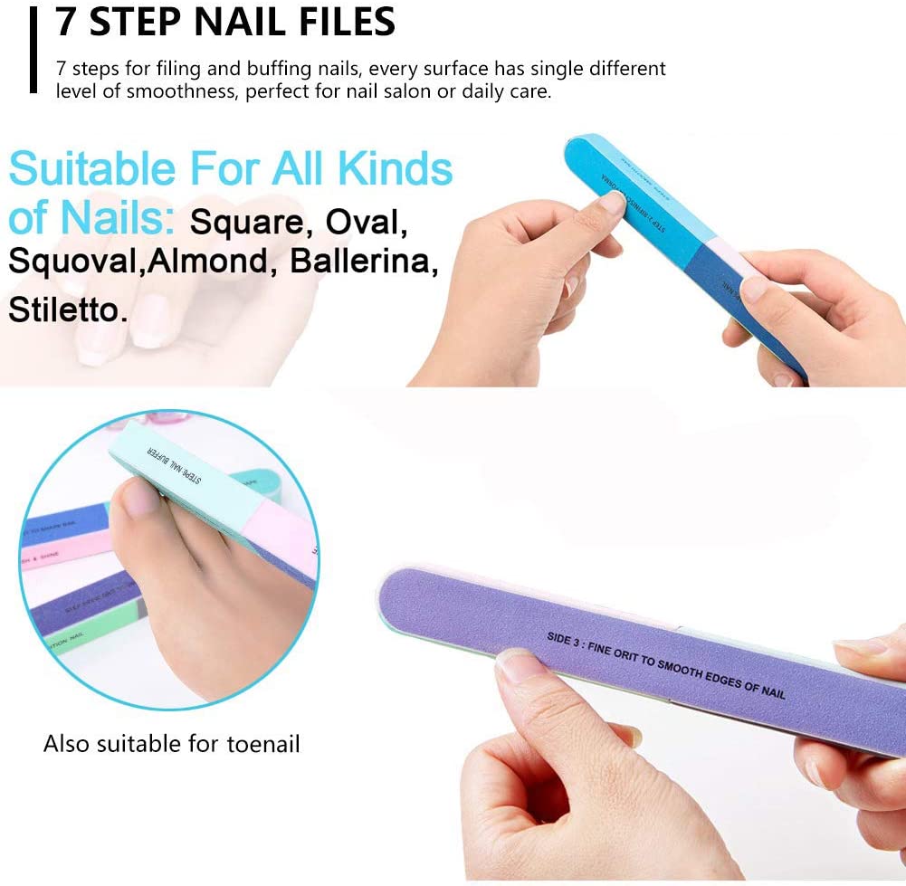 PACK OF 2 Nail Filer Buffer Six Side Pedicure Manicure Nail Art Sanding File Tips Polish Nail Buffer Block Shiner Polisher Manicure Nail Buffering Files For Home And Professional Manicure And Pedicure Tools