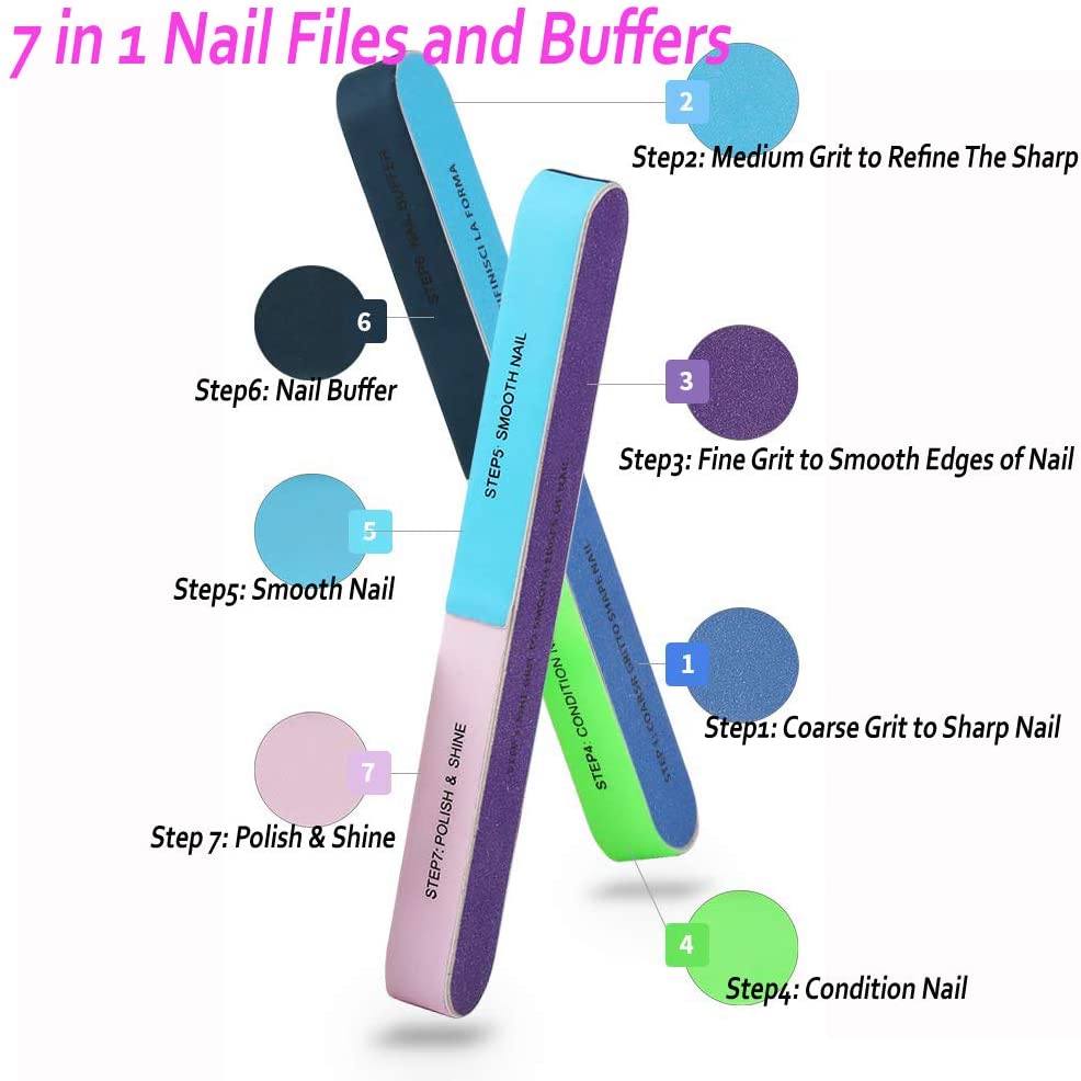 PACK OF 2 Nail Filer Buffer Six Side Pedicure Manicure Nail Art Sanding File Tips Polish Nail Buffer Block Shiner Polisher Manicure Nail Buffering Files For Home And Professional Manicure And Pedicure Tools