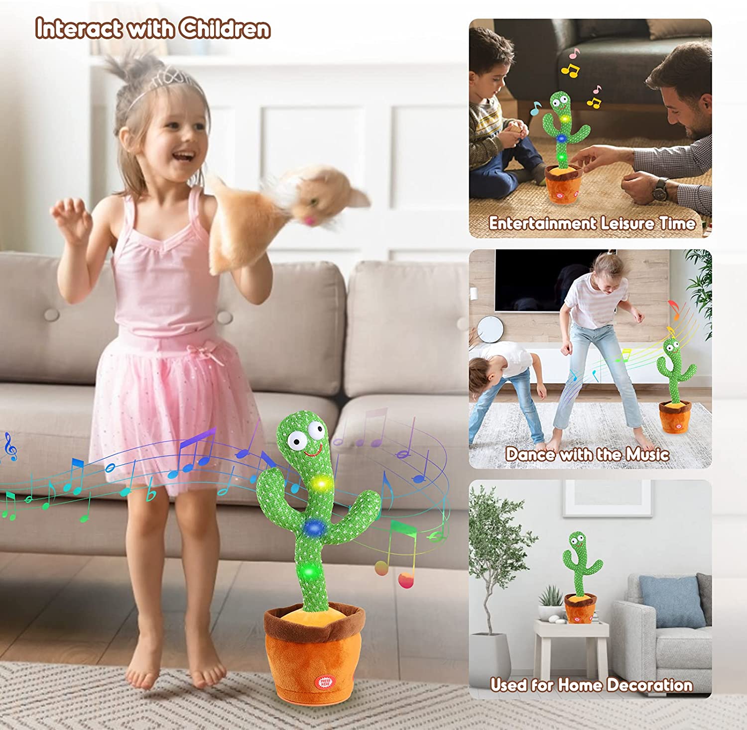 Cactus Plush Funny Electronic Shaking Cactus Singing Dancing Cactus Twisting Cactus Cute Plush Toy Education Toy Plush Toy with Songs For Home Decoration And Children Playing Birthday Gift Kids Toy Record Talk Stuffed Toy Cactus Doll With Music