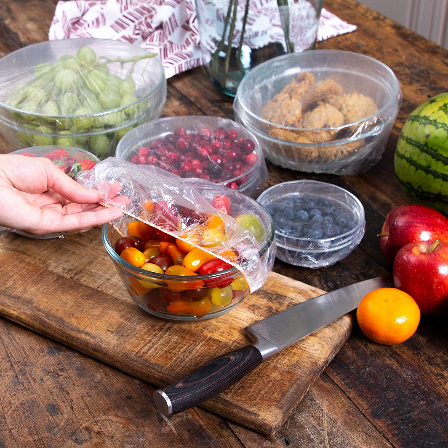 100+/- Pcs Disposable Cling Film Cover Elastic Food Storage Covers Disposable Bowl Covers Dish Plate Covers Transparent Universal Food Cover Stretch Lids For Cookware Kitchen Seal Lid Preservation Vacuum Food Storage Dust Proof Plastic Fresh Keeping Cover