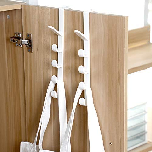 ABS Over The Door Hook Hanger 5-Hook Heavy-Duty Organizer Rack For Coats, Hats, Robes, Shirts, Belts, Bags, Towels, Scarf, Cupboard Door Kitchen Cabinet Closet And Bathroom Doors