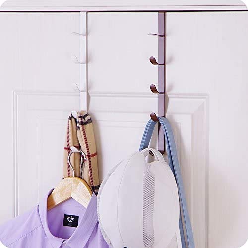 ABS Over The Door Hook Hanger 5-Hook Heavy-Duty Organizer Rack For Coats, Hats, Robes, Shirts, Belts, Bags, Towels, Scarf, Cupboard Door Kitchen Cabinet Closet And Bathroom Doors