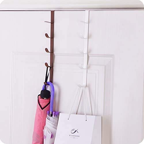 ABS Over The Door Hook Hanger 5-Hook Heavy-Duty Organizer Rack For Coats, Hats, Robes, Shirts, Belts, Bags, Towels, Scarf, Cupboard Door Kitchen Cabinet Closet And Bathroom Doors
