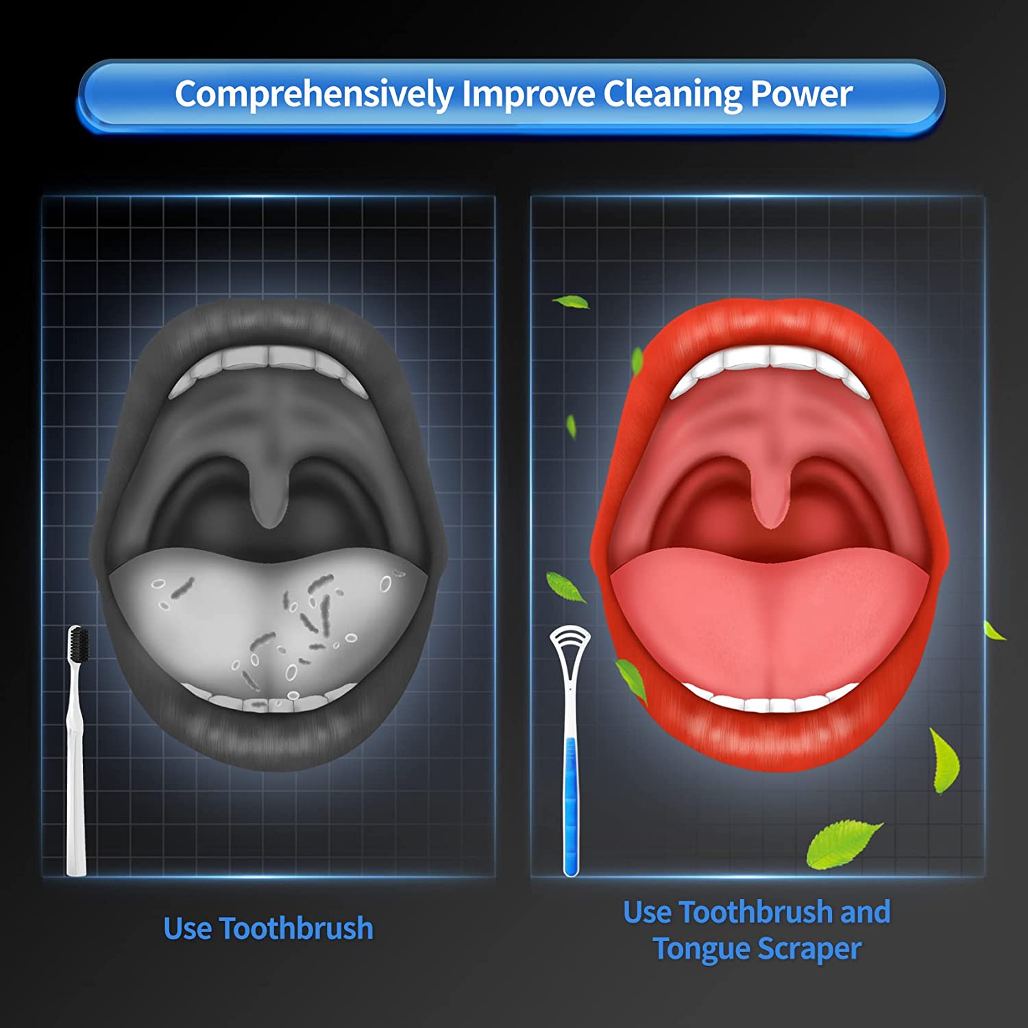 Tongue Scraper Tongue Cleaner Brush Antibacterial Zaban Cleaner Toothbrush Mouth Dental Care Brush Bad Breath Oral Fresher Hygiene Tools Deep Clean For Oral Health Use After Toothbrush For Fresh Breath