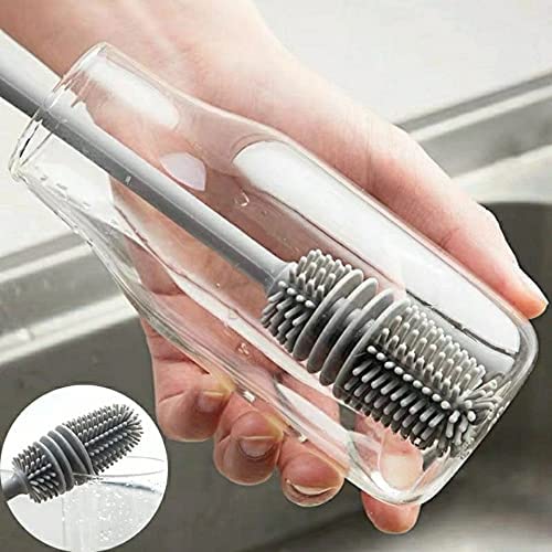 Silicone Bottle Cleaning Brush Bottle Brush Insulation Cup Washing No Deadend Long Handled Silicone Cleaning Brush Household Multifunctional Cleaning Tools