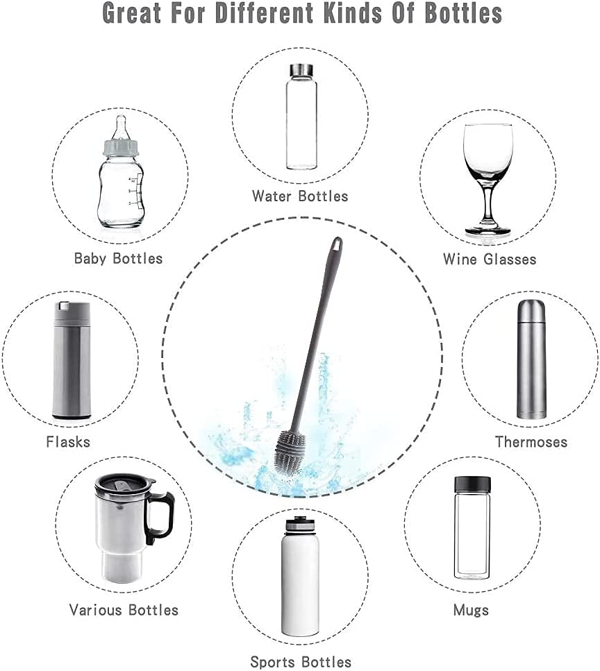 Silicone Bottle Cleaning Brush Bottle Brush Insulation Cup Washing No Deadend Long Handled Silicone Cleaning Brush Household Multifunctional Cleaning Tools