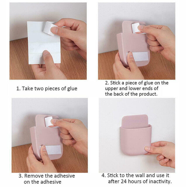 Mobile Wall Holder Socket Phone Charging Holder, Wall Mounted Mobile Phone Holder Remote Holder Brush Holder Accessories Holder Mobile Holder Plastic Multiple Colors