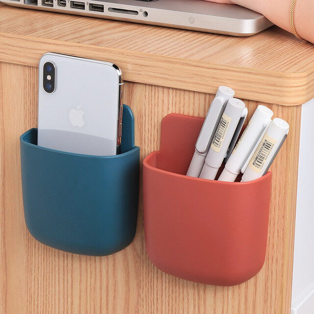 Mobile Wall Holder Socket Phone Charging Holder, Wall Mounted Mobile Phone Holder Remote Holder Brush Holder Accessories Holder Mobile Holder Plastic Multiple Colors