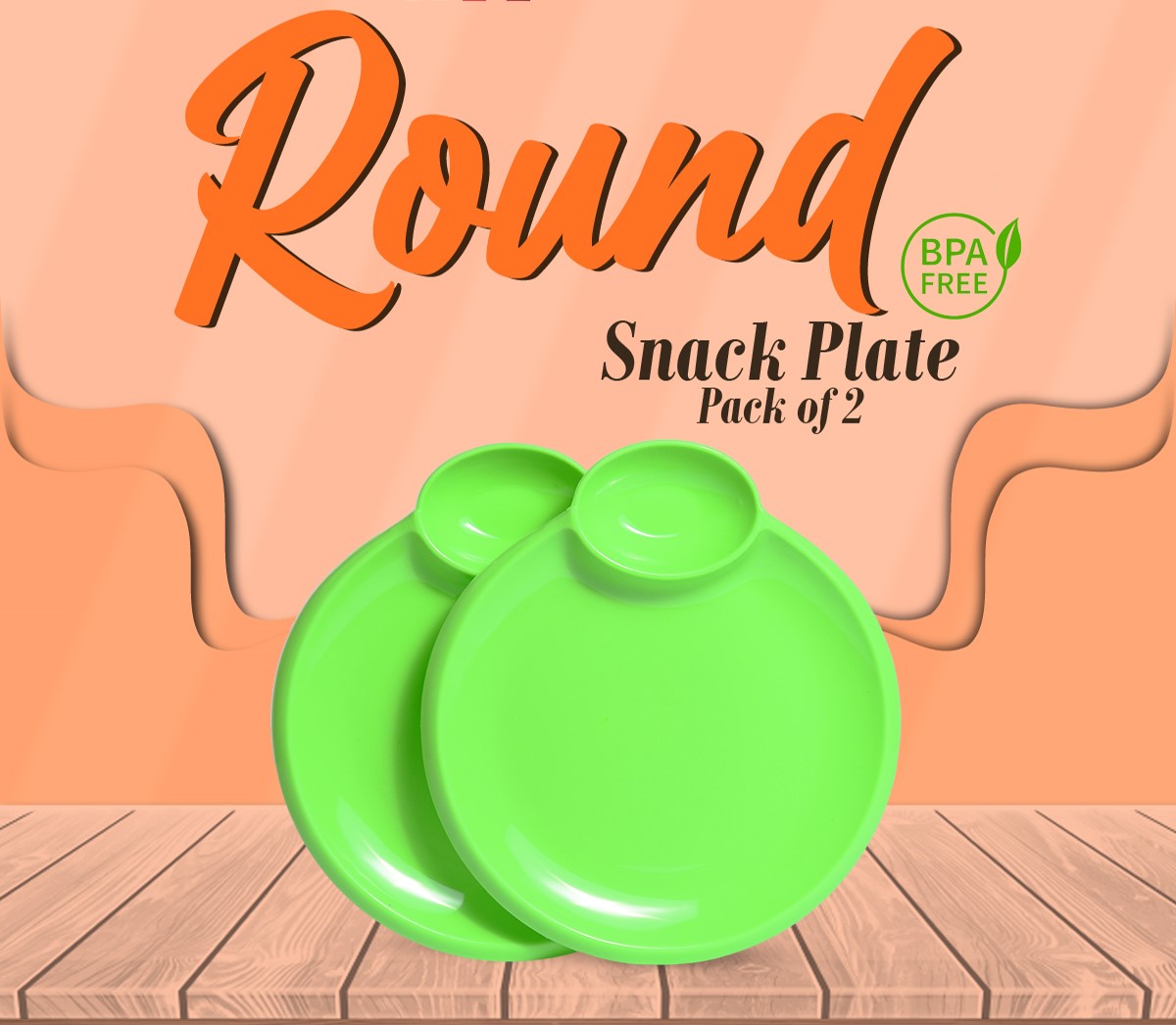 Round Snack Plate Pack Of 2 Snack Serving Tray, Chips, Cookies, Biscuits Tray, Spaghetti, Noodles Kids Training Plate Fries Plate Noodles Plate Rice Plate Hotel Serving Snakes Plate for Food Stalls