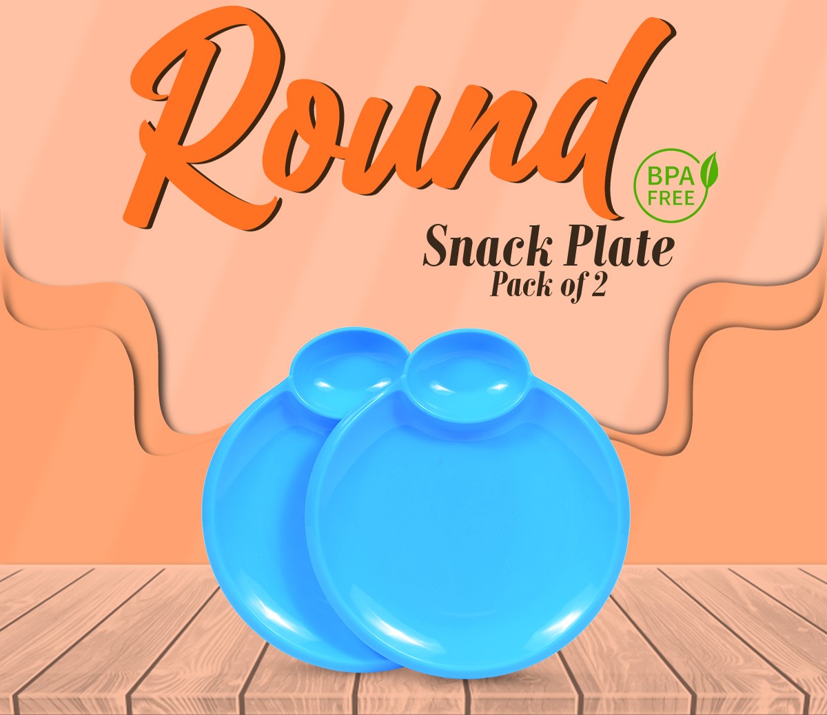 Round Snack Plate Pack Of 2 Snack Serving Tray, Chips, Cookies, Biscuits Tray, Spaghetti, Noodles Kids Training Plate Fries Plate Noodles Plate Rice Plate Hotel Serving Snakes Plate for Food Stalls