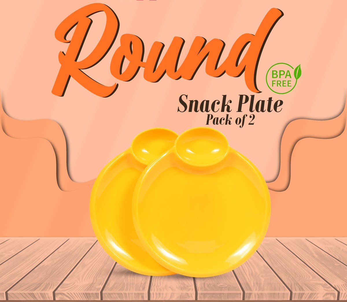 Round Snack Plate Pack Of 2 Snack Serving Tray, Chips, Cookies, Biscuits Tray, Spaghetti, Noodles Kids Training Plate Fries Plate Noodles Plate Rice Plate Hotel Serving Snakes Plate for Food Stalls