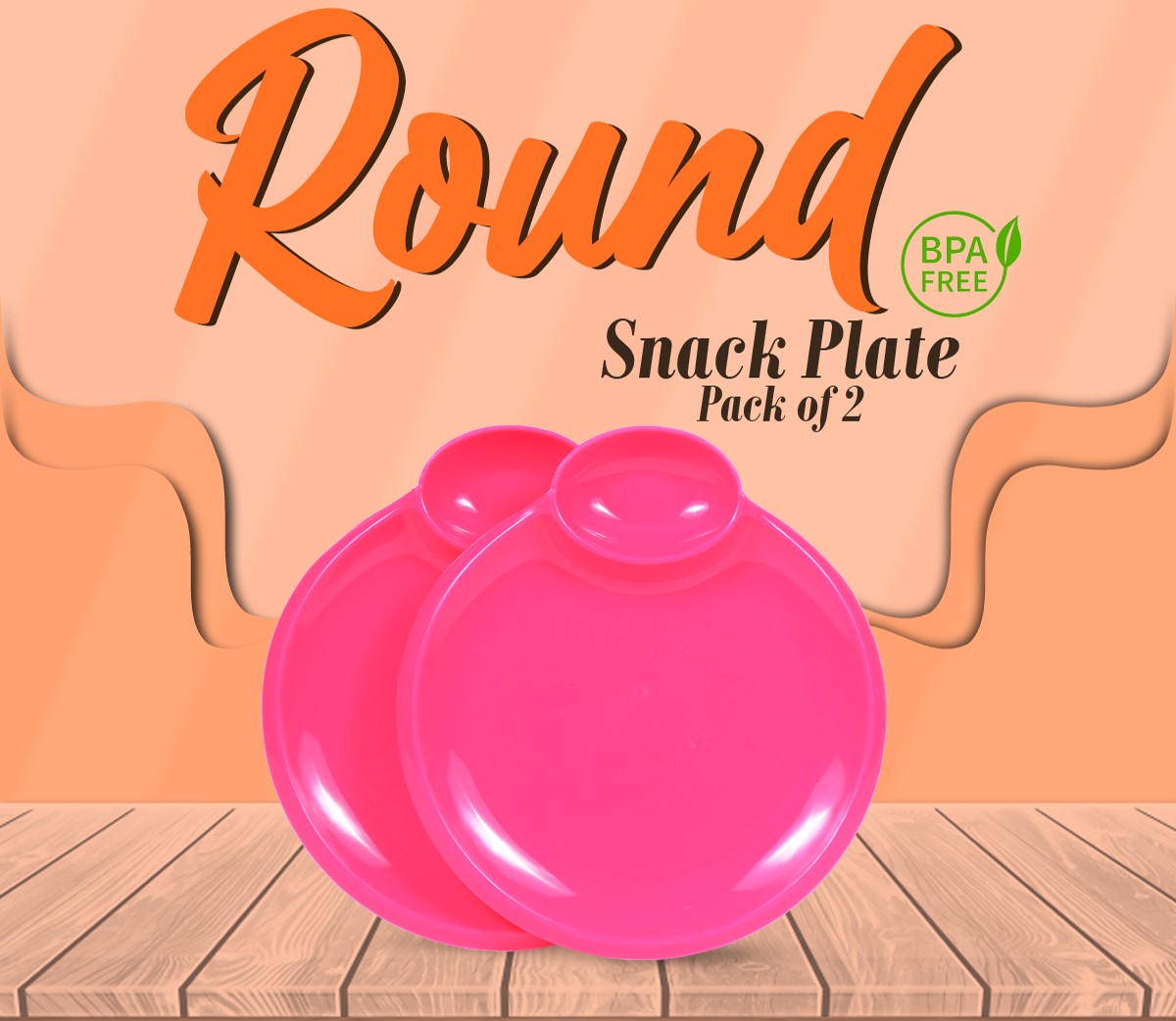 Round Snack Plate Pack Of 2 Snack Serving Tray, Chips, Cookies, Biscuits Tray, Spaghetti, Noodles Kids Training Plate Fries Plate Noodles Plate Rice Plate Hotel Serving Snakes Plate for Food Stalls