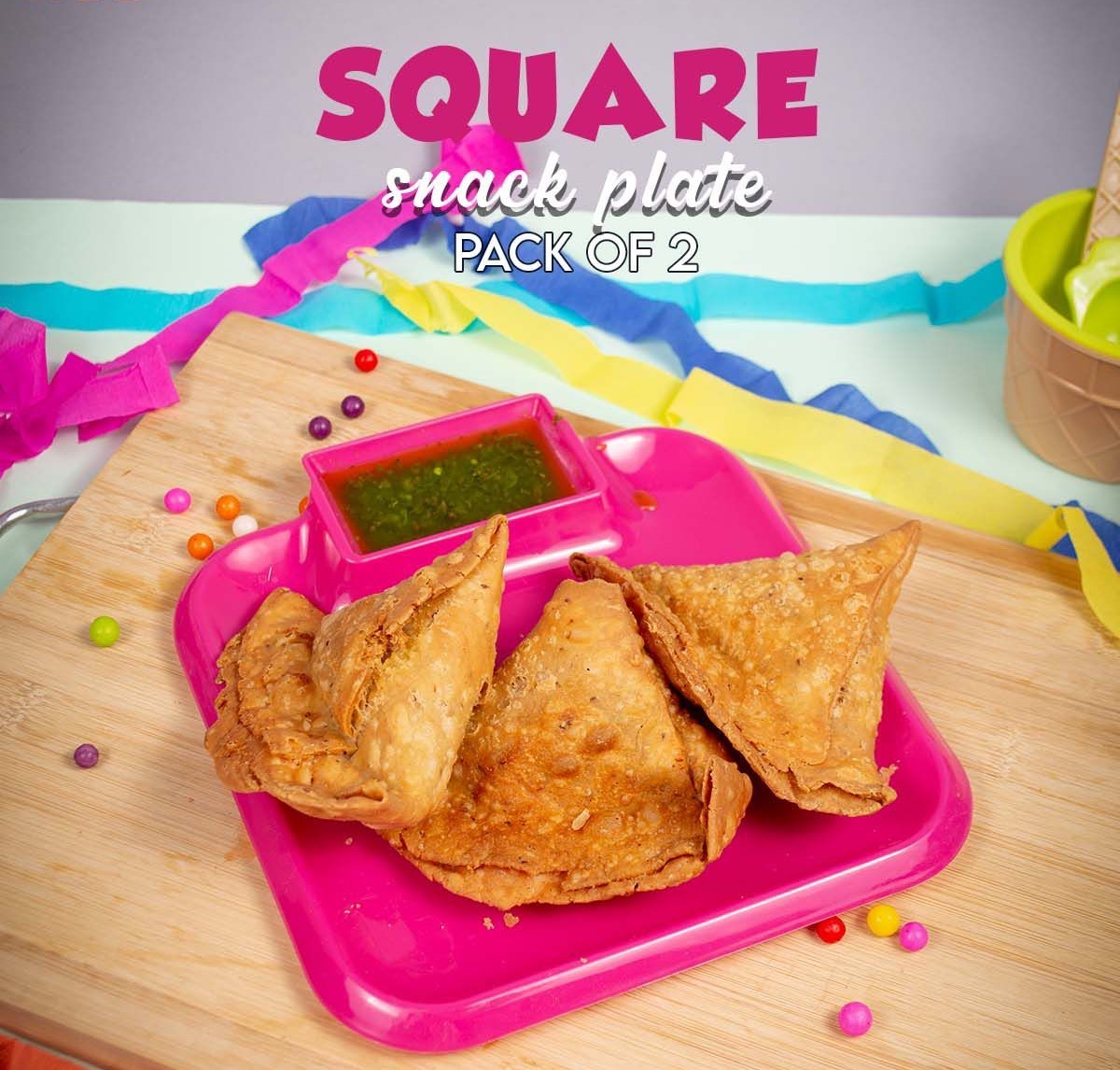 Square Snack Plate Pack Of 2 Snack Serving Tray, Chips, Cookies, Biscuits Tray, Spaghetti, Noodles Kids Training Plate Fries Plate Noodles Plate Rice Plate Hotel Serving Snakes Plate for Food Stalls