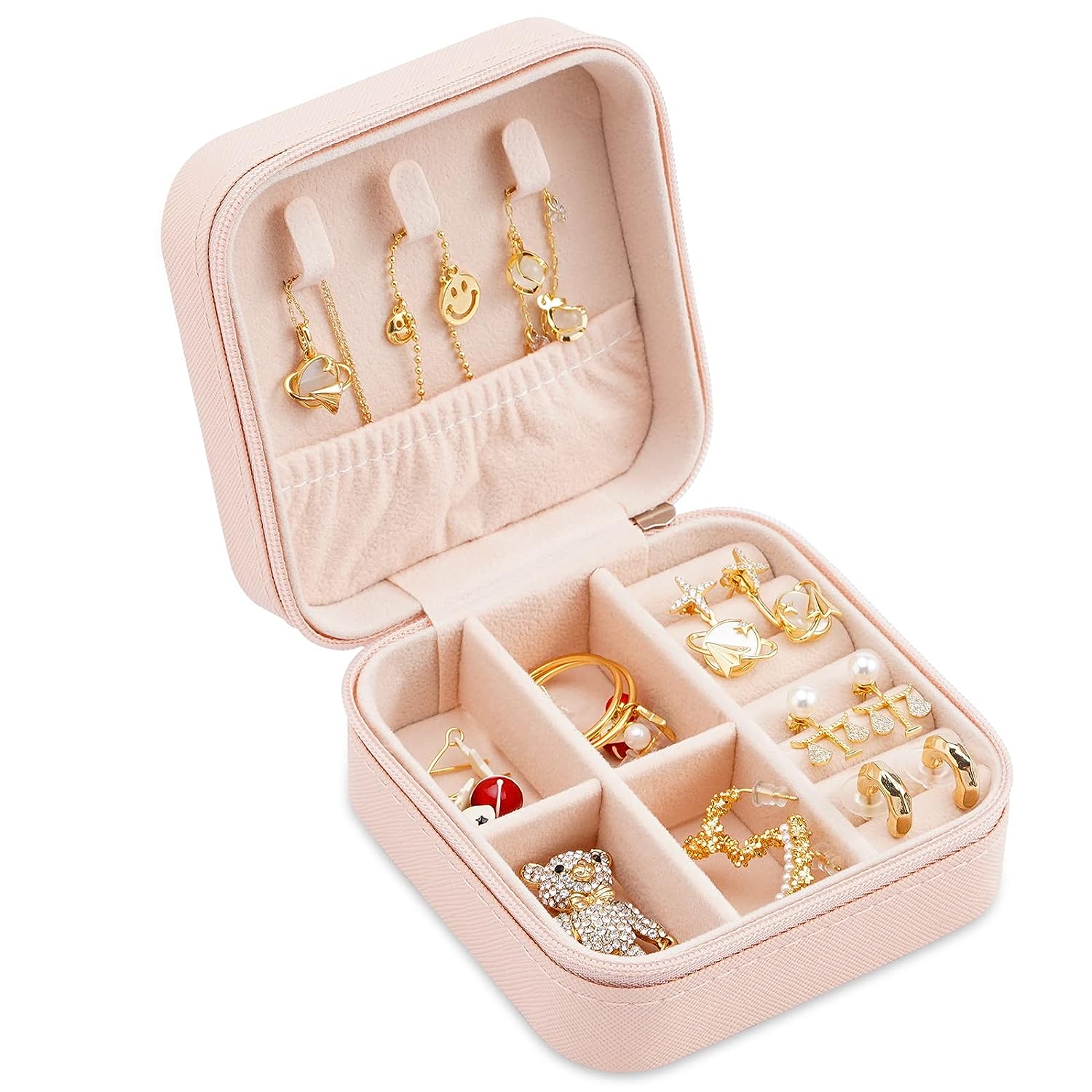 Jewelry Organizer Box for Travelling Leather Box Hair Accessories PU Leather Small Jewelry Box, Travel Portable Jewelry Case for Ring, Pendant, Earring, Necklace, Bracelet Organizer Storage Holder Boxes Mini Jewelry Box Girls Women
