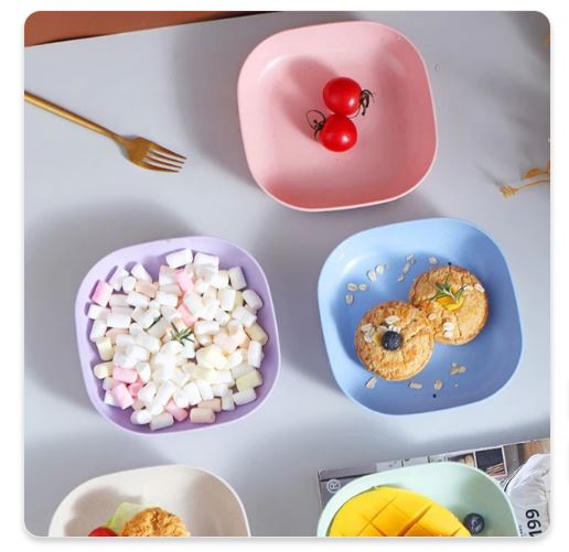 10Pcs Multi-function Spit Bone Plate Set Dish Household Food Grade Plastic Spit Bone Dish Round Plate Square Set Dining Table Garbage Plates Small Plates Snakes Plate for Snacks