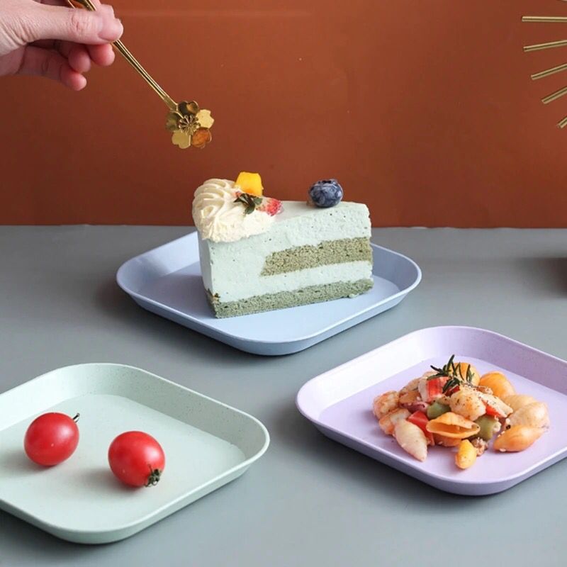 10Pcs Multi-function Spit Bone Plate Set Dish Household Food Grade Plastic Spit Bone Dish Round Plate Square Set Dining Table Garbage Plates Small Plates Snakes Plate for Snacks