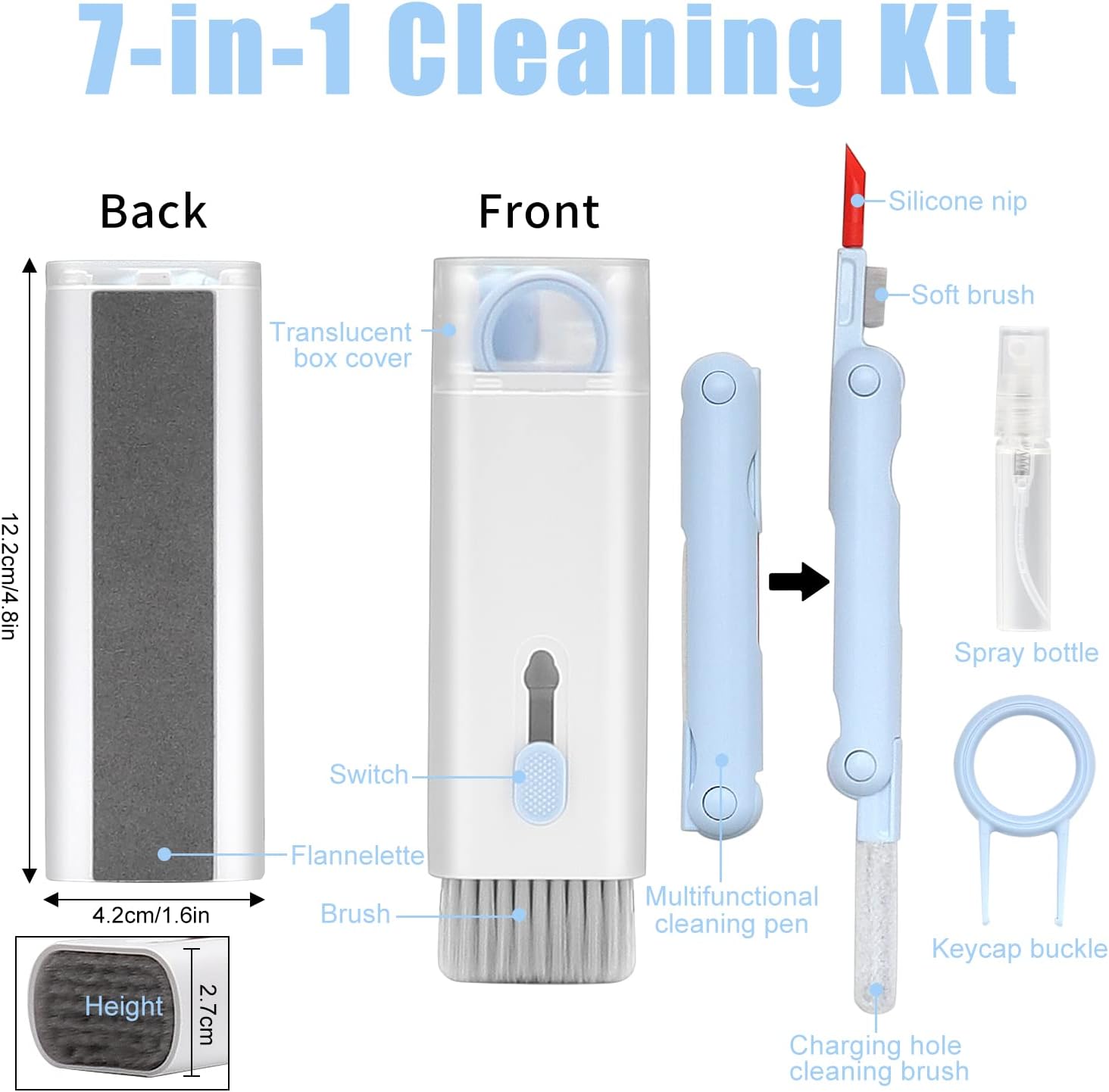 7 in 1 Computer Keyboard Cleaner Brush Kit Earphone Cleaning Pen For Headset Keyboard Cleaning Tools Cleaner Keycap Puller Kit Portable Multifunctional Cleaning Tool for PC Monitor/Earbud/Cell Phone/Laptop/Computer/Bluetooth Earphones