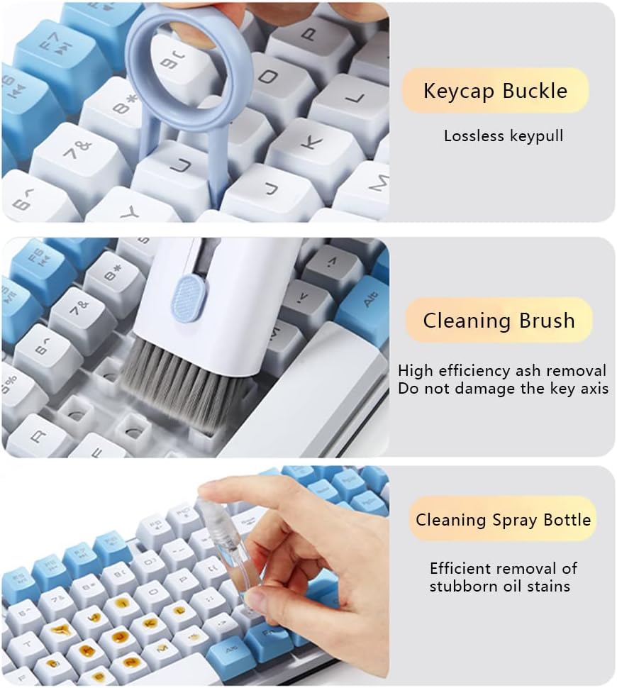 7 in 1 Computer Keyboard Cleaner Brush Kit Earphone Cleaning Pen For Headset Keyboard Cleaning Tools Cleaner Keycap Puller Kit Portable Multifunctional Cleaning Tool for PC Monitor/Earbud/Cell Phone/Laptop/Computer/Bluetooth Earphones