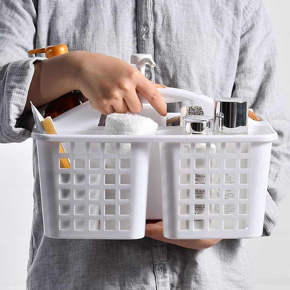 Plastic Bathroom Basket Kitchen Sink Basket Shower Caddy Basket with Compartments, Portable Divided Cleaning Product Storage Organizer with Handle Storage Basket Organizer for Bathroom Kitchen Laundry Hand Tools Fruit Toiletries Multipurpose Basket