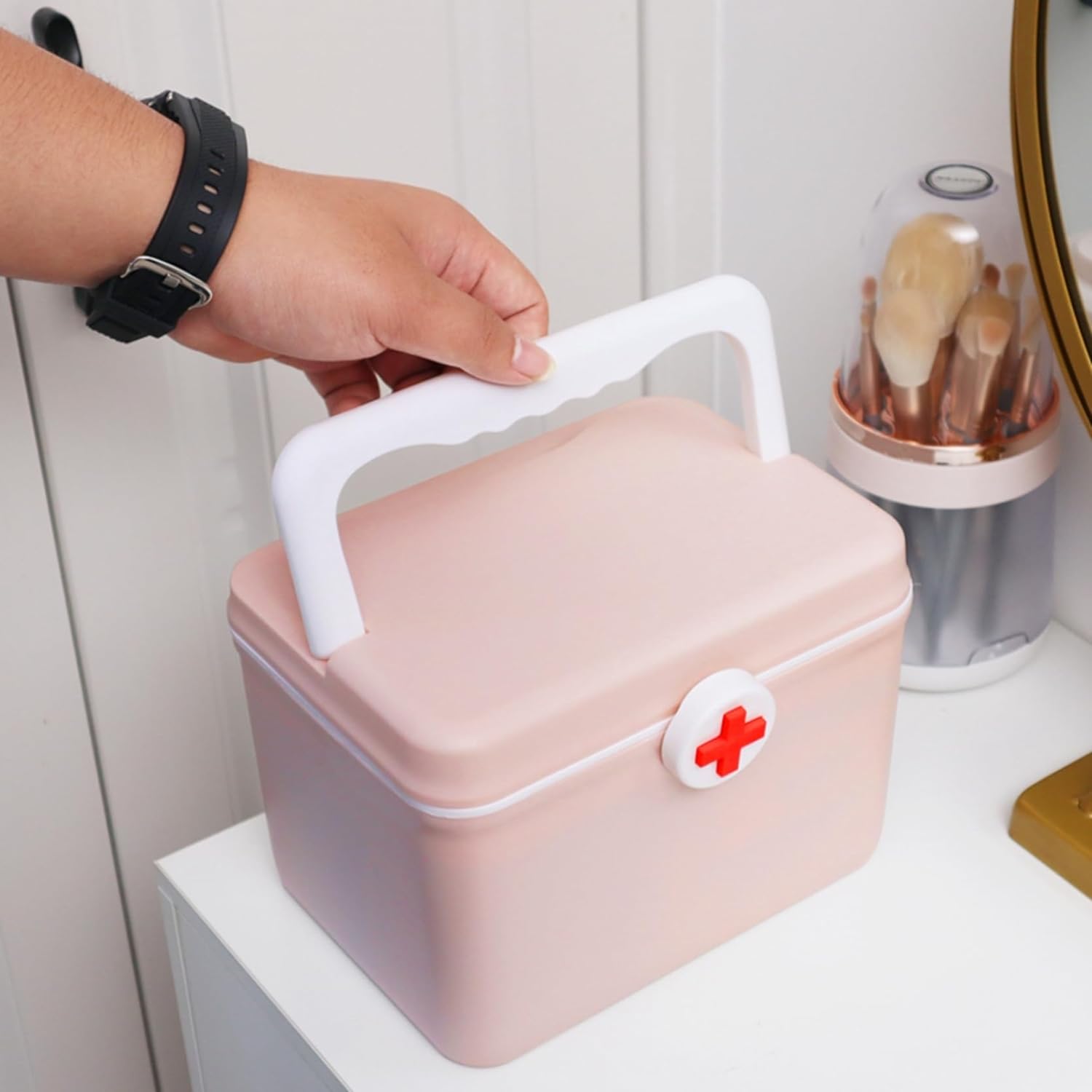 Empty Small First Aid Box High Quality Medicine Box Best For School, House And Office Medical Kit Home Portable Medical Boxes Transparent Plastic Medicine Pills Storage Box Organizer First Aid Kit Cosmetic Organizer Portable Kit