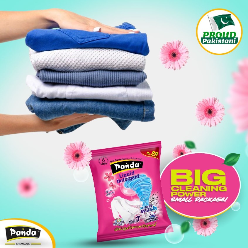 Panda Liquid Detergent Sachet 12 Pcs Travel Liquid Fabric Detergent for Cloth Liquid Surf For Clothes Laundry Detergent Liquid Soap With Color Protect Technology For All Types Of Fabrics Machine & Hand Wash Washing Detergent Travel Pouch