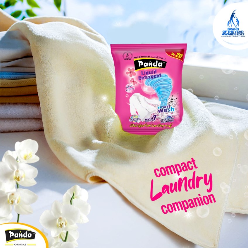 Panda Liquid Detergent Sachet 12 Pcs Travel Liquid Fabric Detergent for Cloth Liquid Surf For Clothes Laundry Detergent Liquid Soap With Color Protect Technology For All Types Of Fabrics Machine & Hand Wash Washing Detergent Travel Pouch