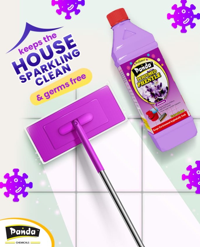 Panda Perfumed Phenyle Lavender Disinfectant Floor Cleaner Phenyl Cleaning with 99.9% Germ kill | Lavender Fragrance Phenyl Liquid Surface Cleaner for Hospitals, Homes, Offices & Commercial Use Removes Dirt, Stains & Germs