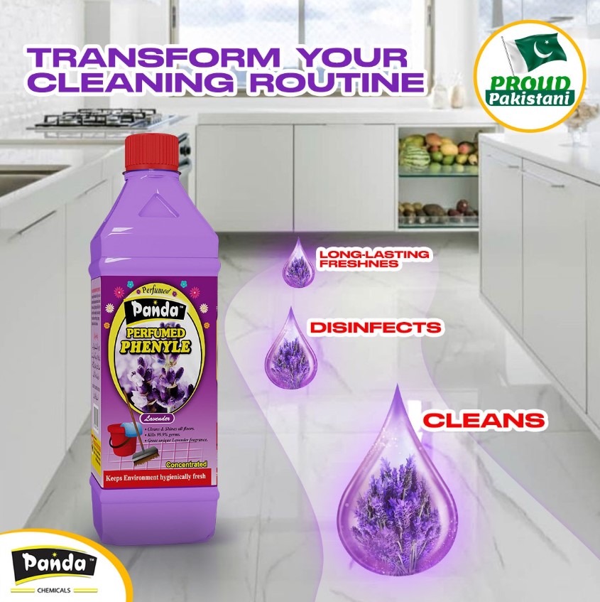 Panda Perfumed Phenyle Lavender Disinfectant Floor Cleaner Phenyl Cleaning with 99.9% Germ kill | Lavender Fragrance Phenyl Liquid Surface Cleaner for Hospitals, Homes, Offices & Commercial Use Removes Dirt, Stains & Germs