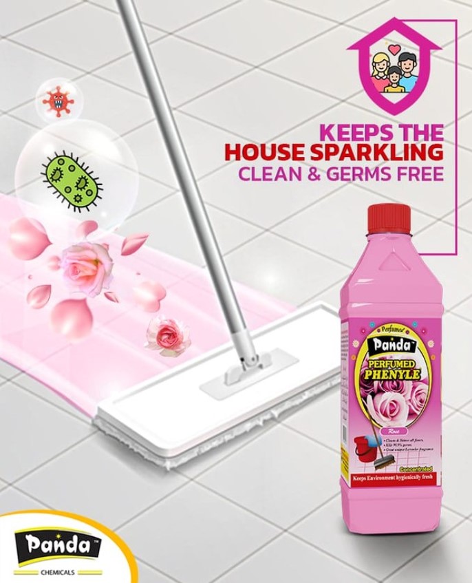 Panda Perfumed Phenyle Rose Disinfectant Floor Cleaner Phenyl Cleaning with 99.9% Germ kill | Rose Fragrance Phenyl Liquid Surface Cleaner for Hospitals, Homes, Offices & Commercial Use Removes Dirt, Stains & Germs