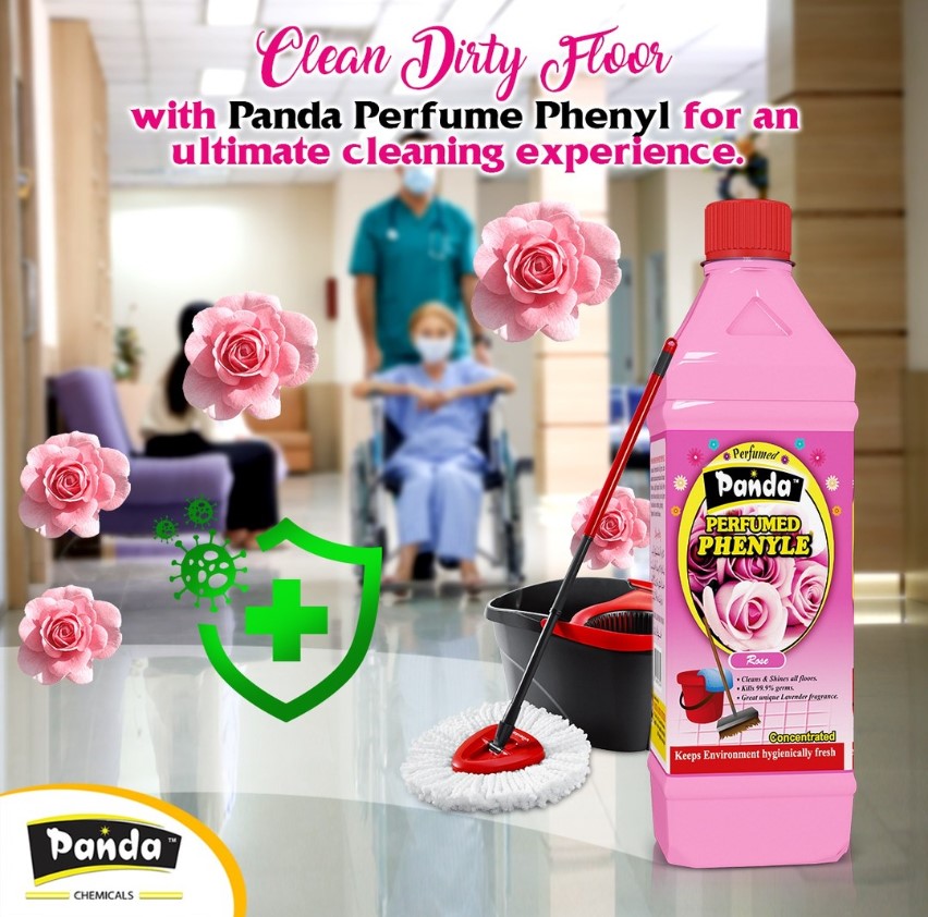 Panda Perfumed Phenyle Rose Disinfectant Floor Cleaner Phenyl Cleaning with 99.9% Germ kill | Rose Fragrance Phenyl Liquid Surface Cleaner for Hospitals, Homes, Offices & Commercial Use Removes Dirt, Stains & Germs